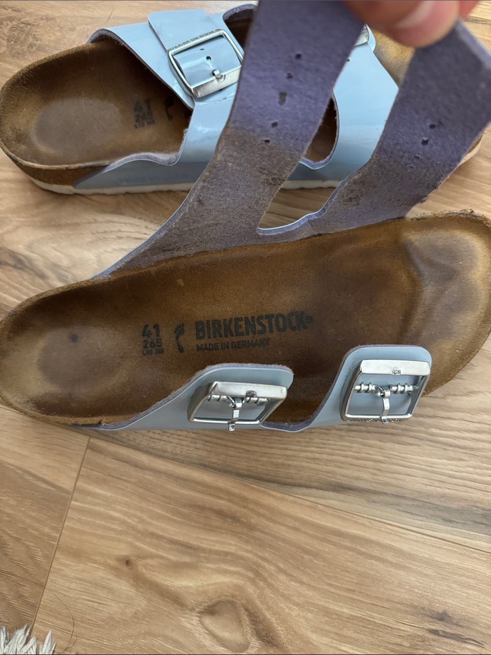 Birkenstock Two-Strap Patent Light Blue Women’s Sandals - Picture 5 of 9